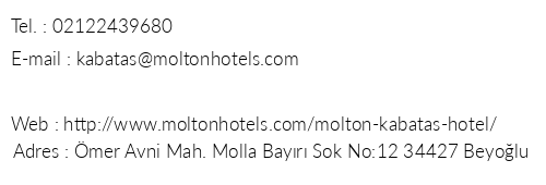 Molton Kabata Hotel telefon numaralar, faks, e-mail, posta adresi ve iletiim bilgileri